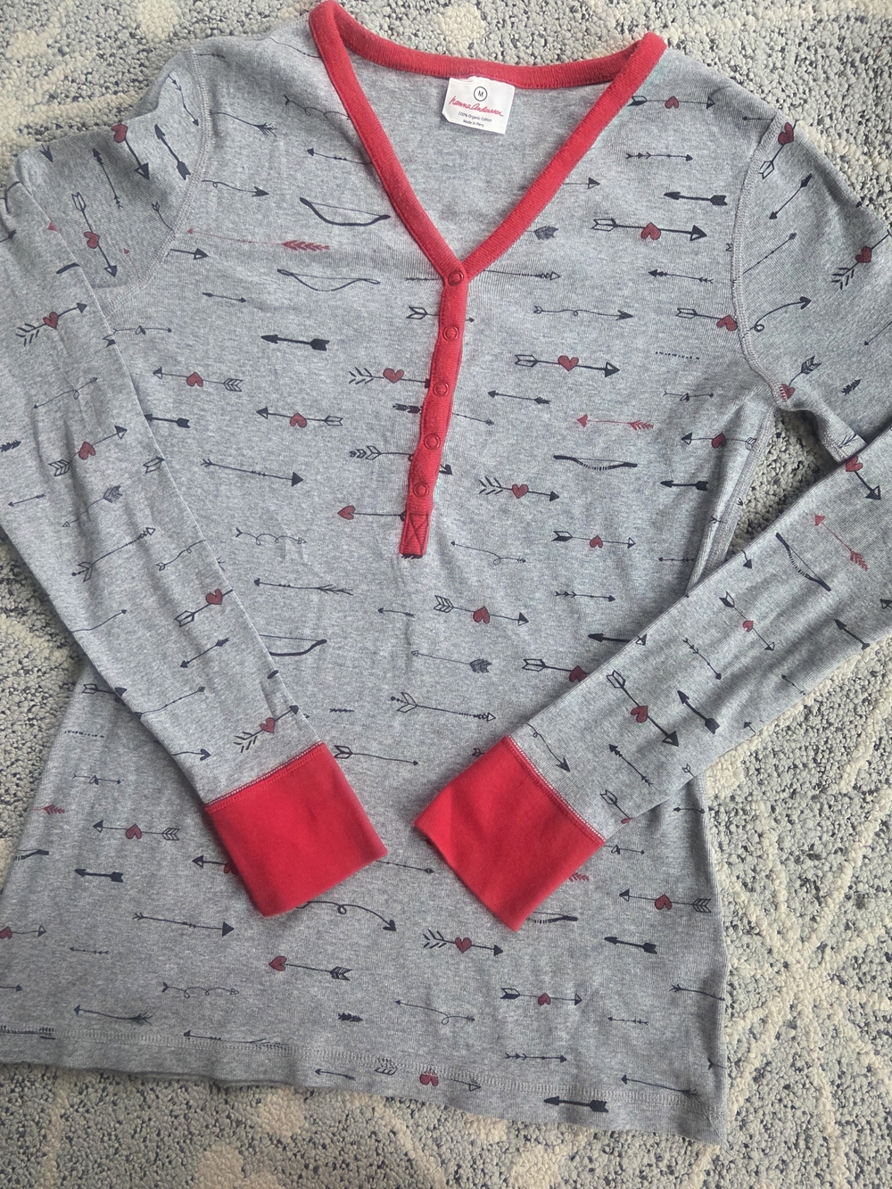 Hanna Andersson Women's Henley PJ Top In Organic Cotton In Lovestruck